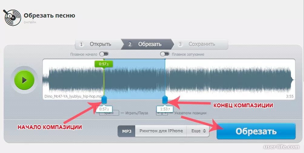 Обрезка музыки. Как обрезать мелодию. Программа урезать песню. Обрезать mp3 формат