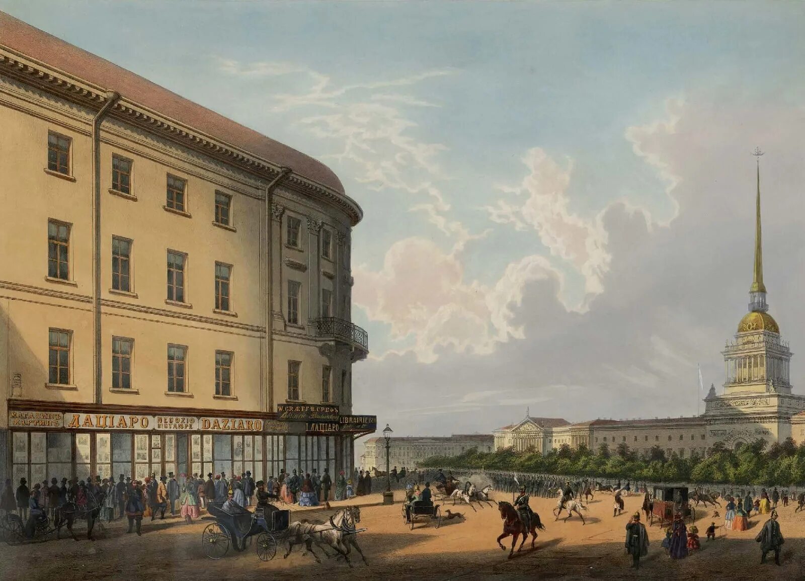 Адмиралтейская площадь Санкт-Петербург 19 век. Иосиф Шарлемань (1824–1870). Иосиф Шарлемань вид Петербурга.