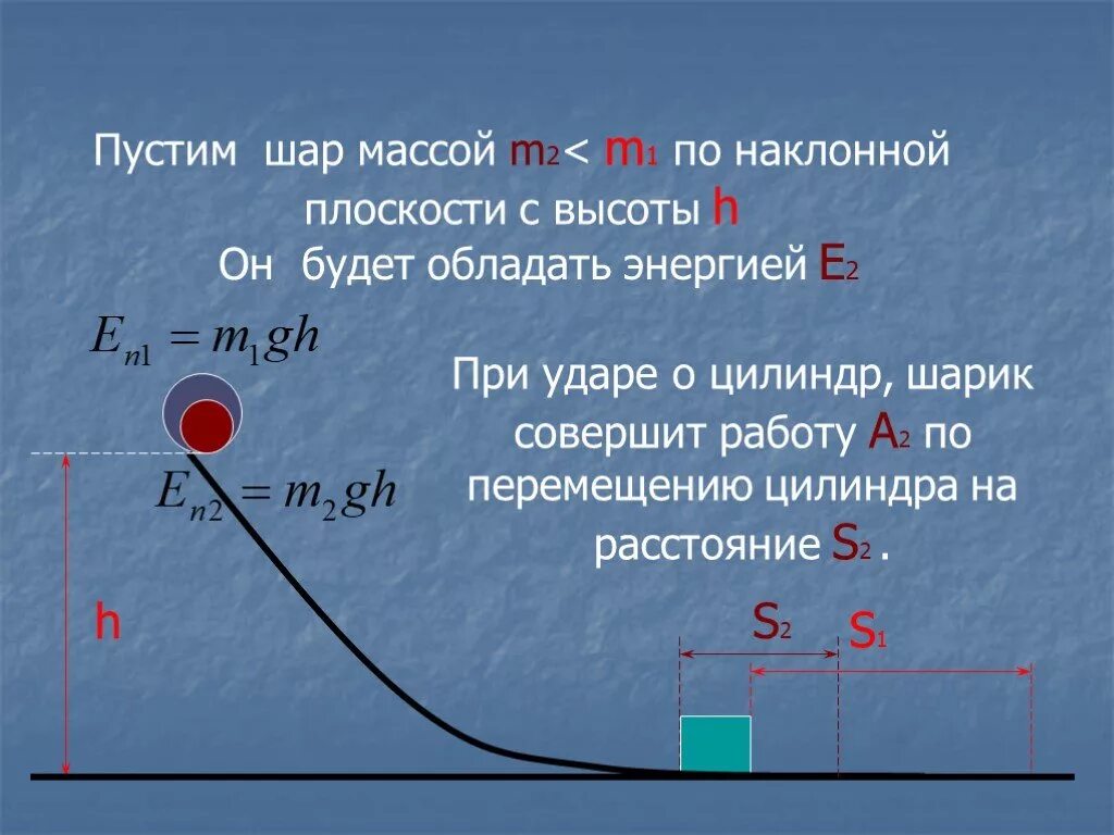 В каком случае совершается работа шарик катится. Шар катится закон сохранения энергии. Масса шарика для сохранения энергии. Механической работы при ударе. Механическая энергия при ударе.