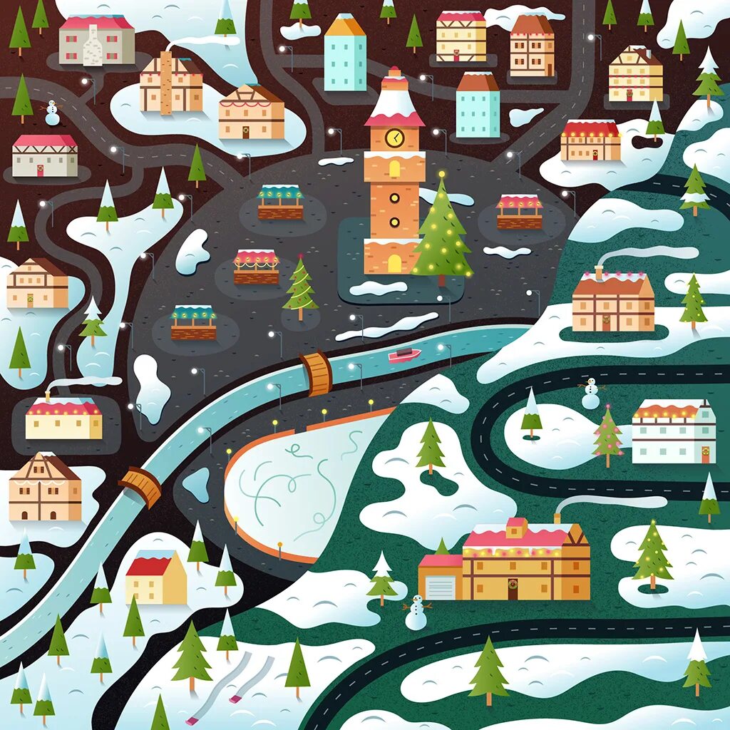 Карта в иллюстраторе. Map vector Design. Город креатив. Town create.