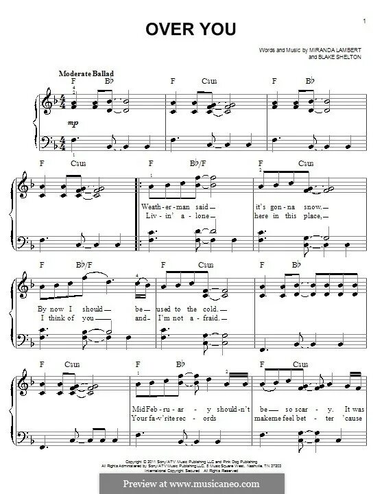 Песня over you verosika. Lambert as ballad. over you песня. ноты песни the world win you over and over.
