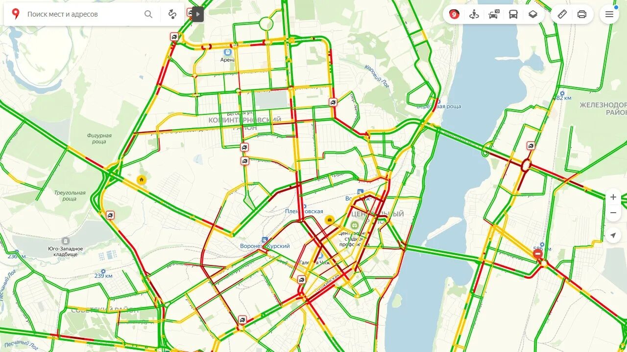 Навигатор пробки 9 баллов. Пробки Иваново. Пик пробок в Воронеже. Пробки на дорогах Воронежа сейчас. Воронеж пробки левый берег