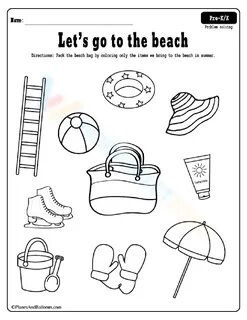 Let's Go To The Beach Worksheet.