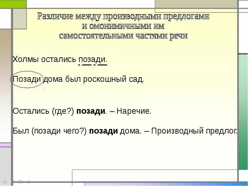 Предложение с предлогом среди. Производные предлоги. Позади предлог. Производные предлоги позади здания. Предложение с предлогом позади.