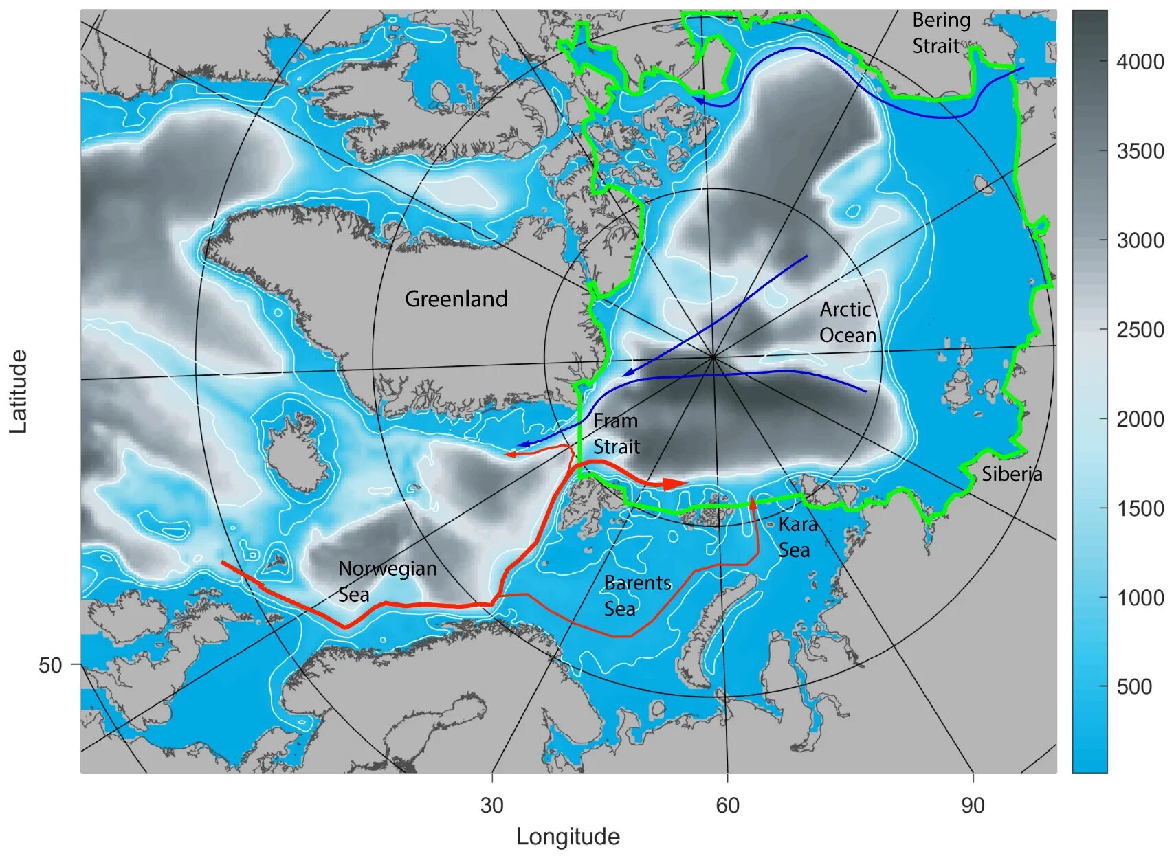 Нордкапское течение в Баренцевом море. Течения Северного Ледовитого океана на карте. Морские течения Берингова моря. Проекция для Северного Ледовитого океана.