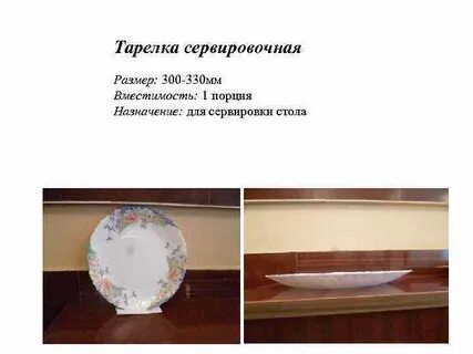 Размеры тарелок
