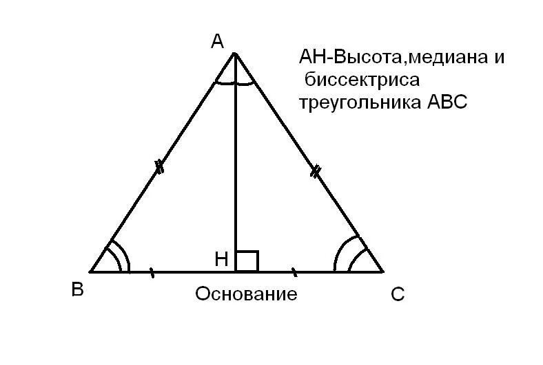 Как можно найти высоту в равнобедренном треугольнике