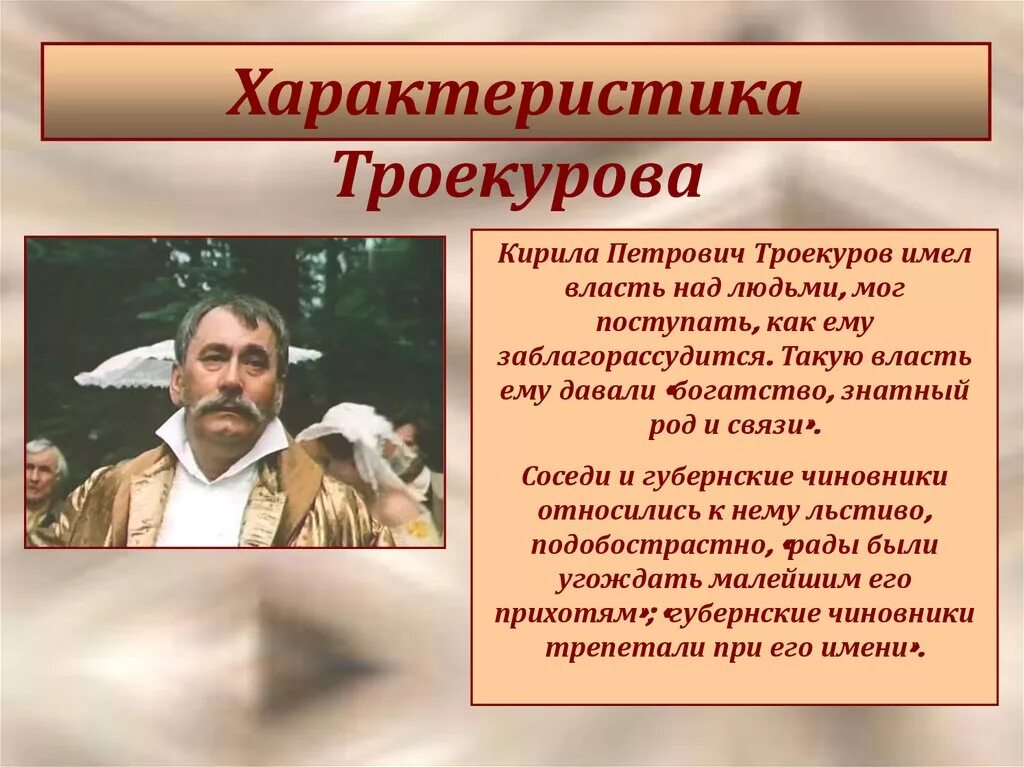 Краткое сочинение дубровский троекуров. Кирилл Петрович Троекуров. Кирилла Петрович Троекуров характер. Внешность Кирилла Петровича Троекурова. Дубровский Кирилла Петрович.