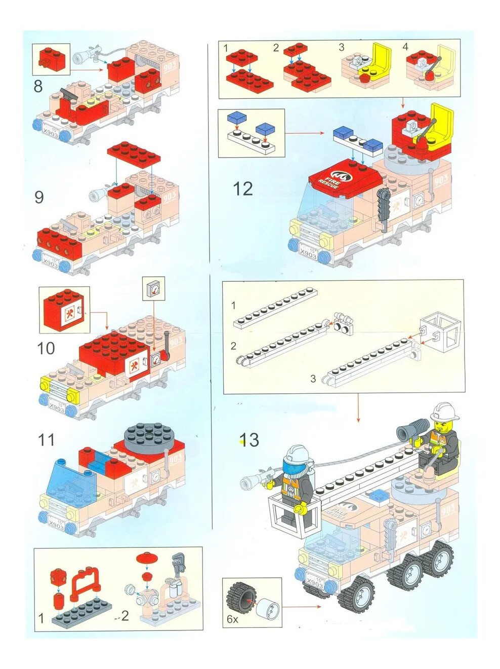 Конструктор БРИК пожарная машина 903 схема. Sluban конструктор пожарная машина инструкция по сборке.