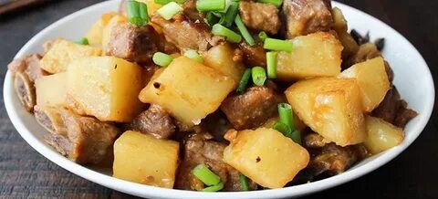 Свинина с картошкой и рисом