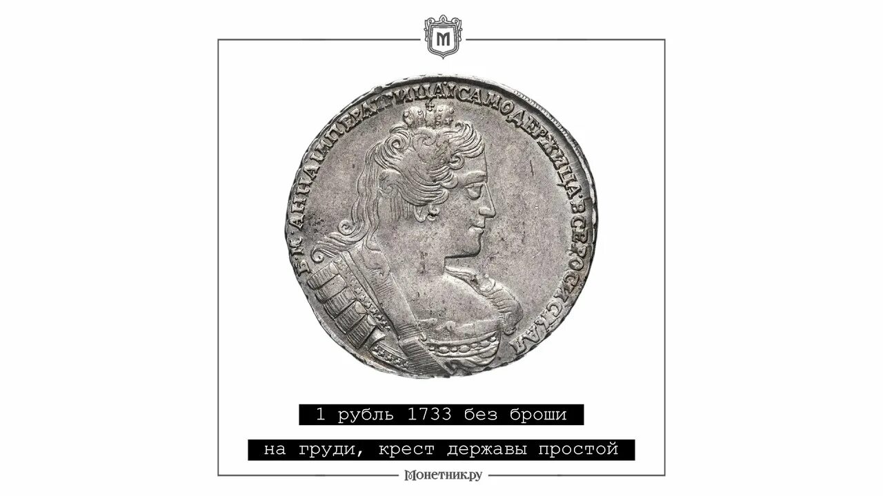 Просто рубль. Монета 1 рубль 1733 года Анна Иоанновна.