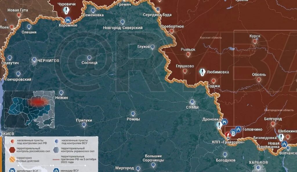 Граница боевых действий на украине