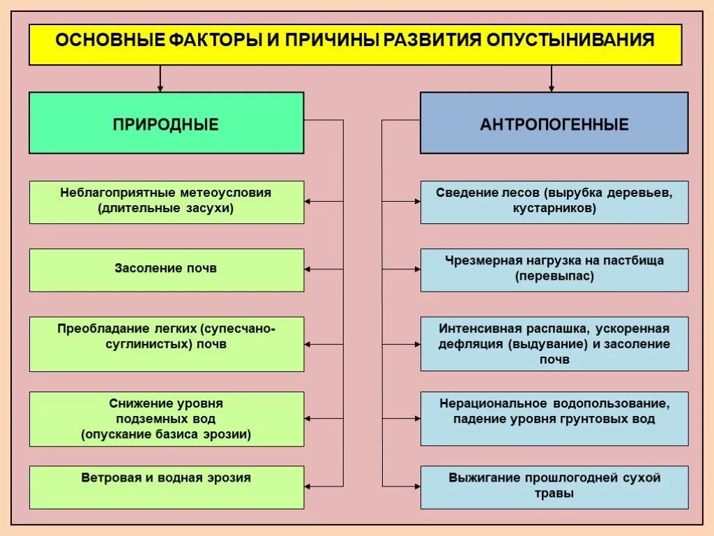 Какой антропогенный фактор приводит к опустыниванию