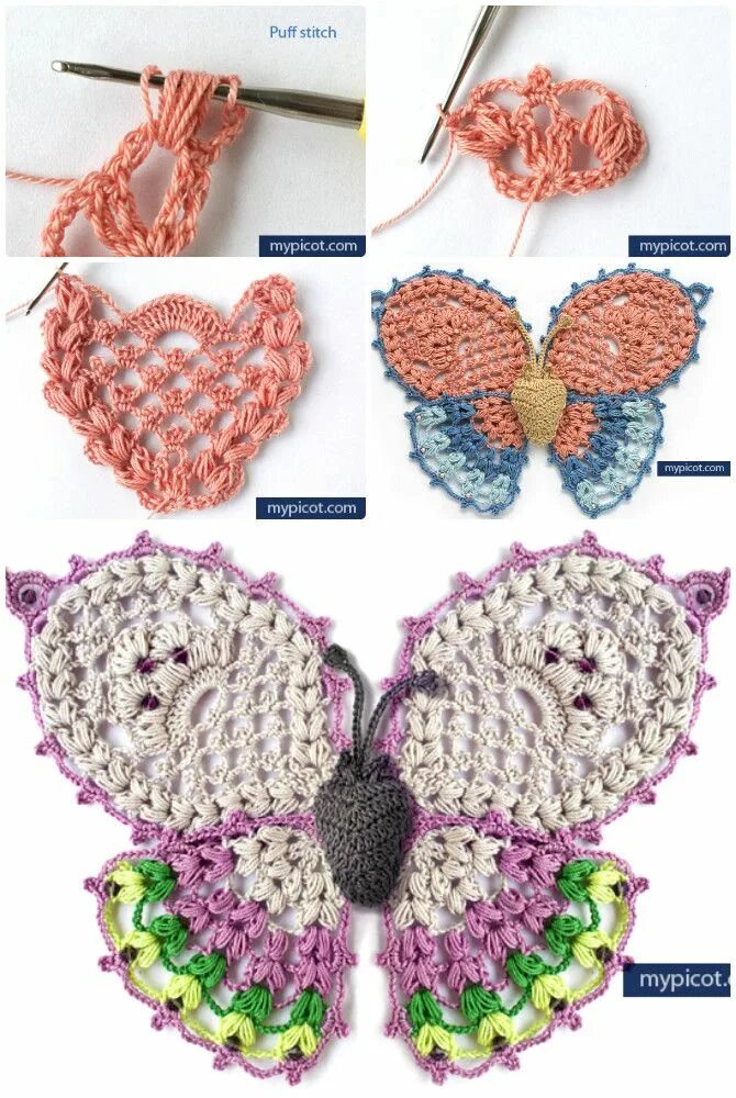 БАБОЧКА Вязание крючком BUTTERFLY Crochet Crochet butterfly, Crochet butterfly p