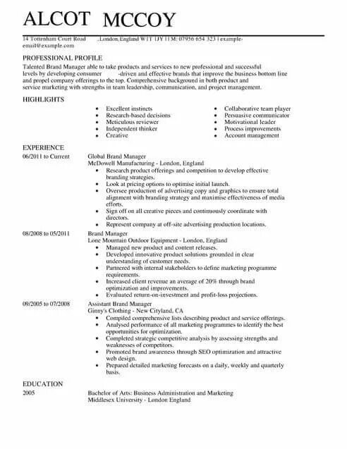 Cvs manager. Бренд cv. brand manager resume. brand manager cv. cv examples in english manager.