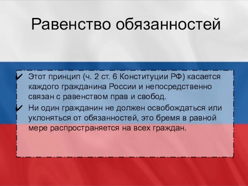 Равенство прав свобод и обязанностей. Конституционный принцип равенство граждан. Конституционные обязанности гражданина РФ презентация. Принцип равенства прав и свобод человека и гражданина. Обязывающий принцип это