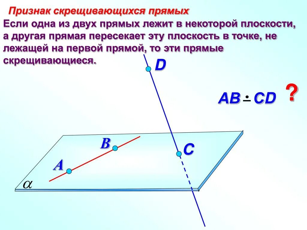 Определите скрещивающихся прямых. Сформулируйте признак скрещивающихся прямых. Скрещивающиеся прямые признак скрещивающихся прямых. Скрешивающиес япримые. Прямая лежит в плоскости.