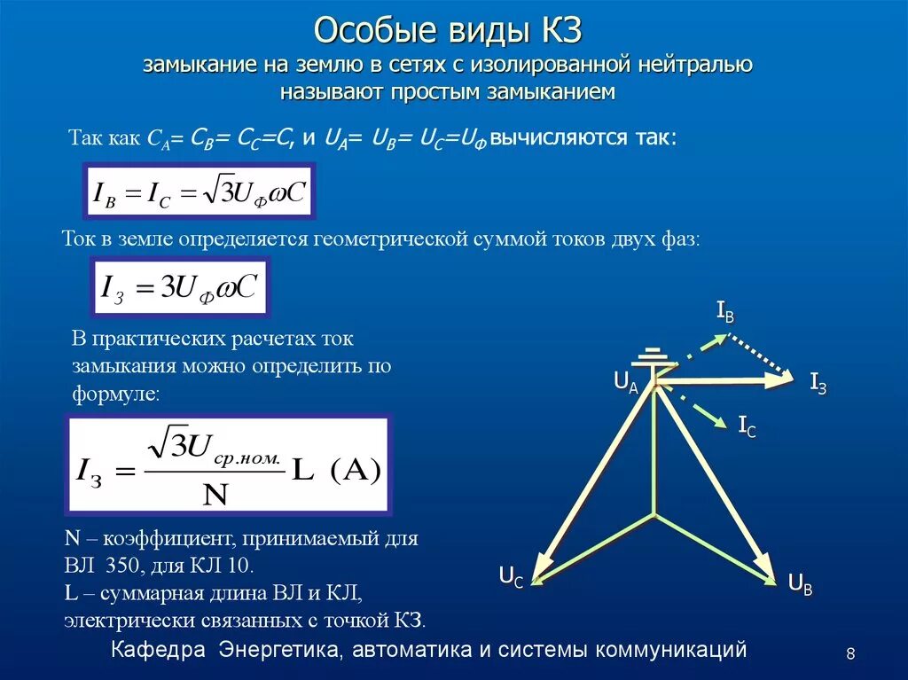 Земля в сети с изолированной нейтралью. Однофазное кз в сети с изолированной нейтралью. Ток замыкания на землю в сети с изолированной нейтралью. Ток однофазного замыкания на землю. Векторная диаграмма токов однофазного кз.