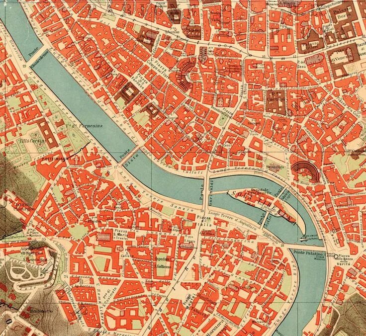 Карта Рима Постер. Рим 1910. Rome City Map. Рим карта старого. Old plan