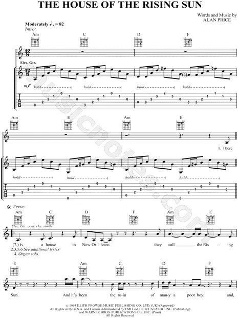 Дом солнца табы. House of the Rising Sun Ноты для гитары. The animals House of the Rising табы. House of the Rising Sun Ноты. House of the Rising Sun Notes.
