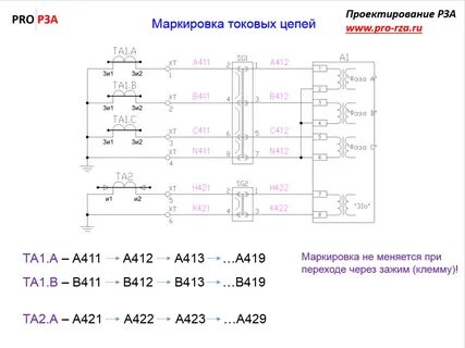 Зажимы цепи на схеме