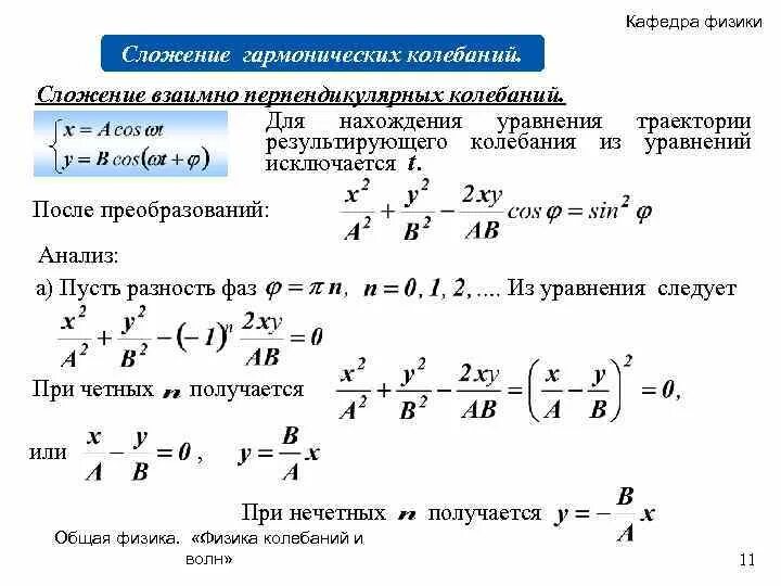 Определите амплитуду и фазу результирующего колебания. Определите амплитуду и фазу результирующего колебания
