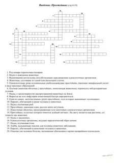 Кроссворд по млекопитающим 7 класс
