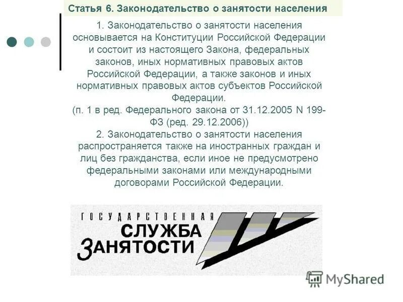 Статья 10 б. Законодательство о занятости. Закон о занятости населения. Законы для службы занятости. Статьи о службе занятости населения.