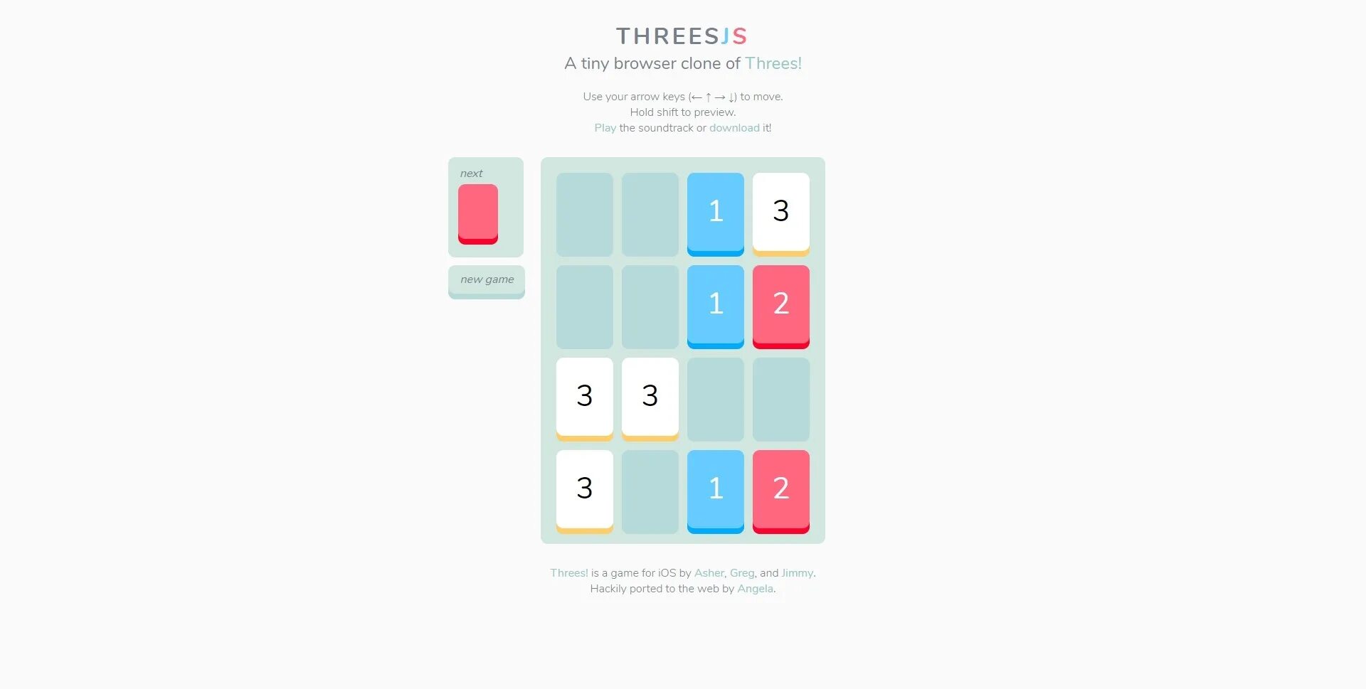 Three ru. Threes game.