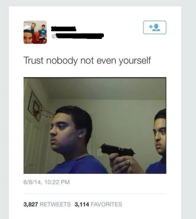 Trust Nobody Мем. Выстрел в самого себя Мем. Мем целится сам в себя. Do you really trust me