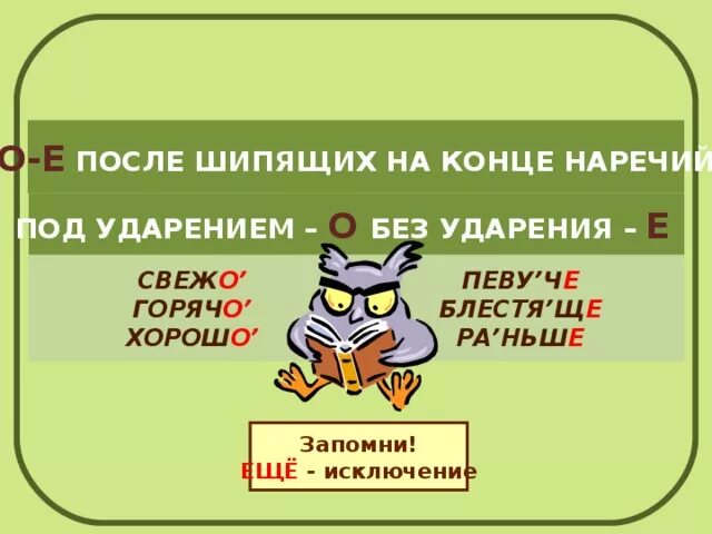 Наречия о е после шипящих слова. Правило правописания о/е после шипящих в наречиях. Правило буква о ё после шипящих в наречиях. Правило правописание суффиксов о е после шипящих в наречиях. Буквы о и е после шипящих на конце наречий.