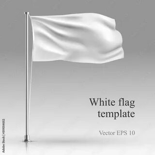 White flag stand on steel pole template isolated on gray. 