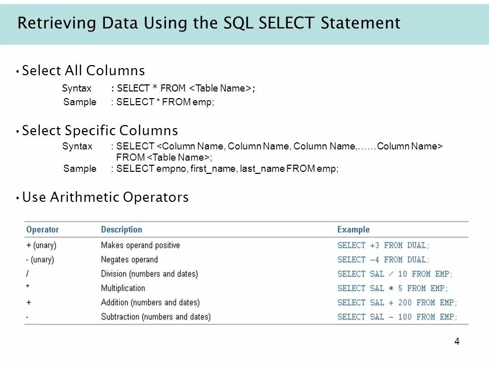 Sql select column names. Sql select column names