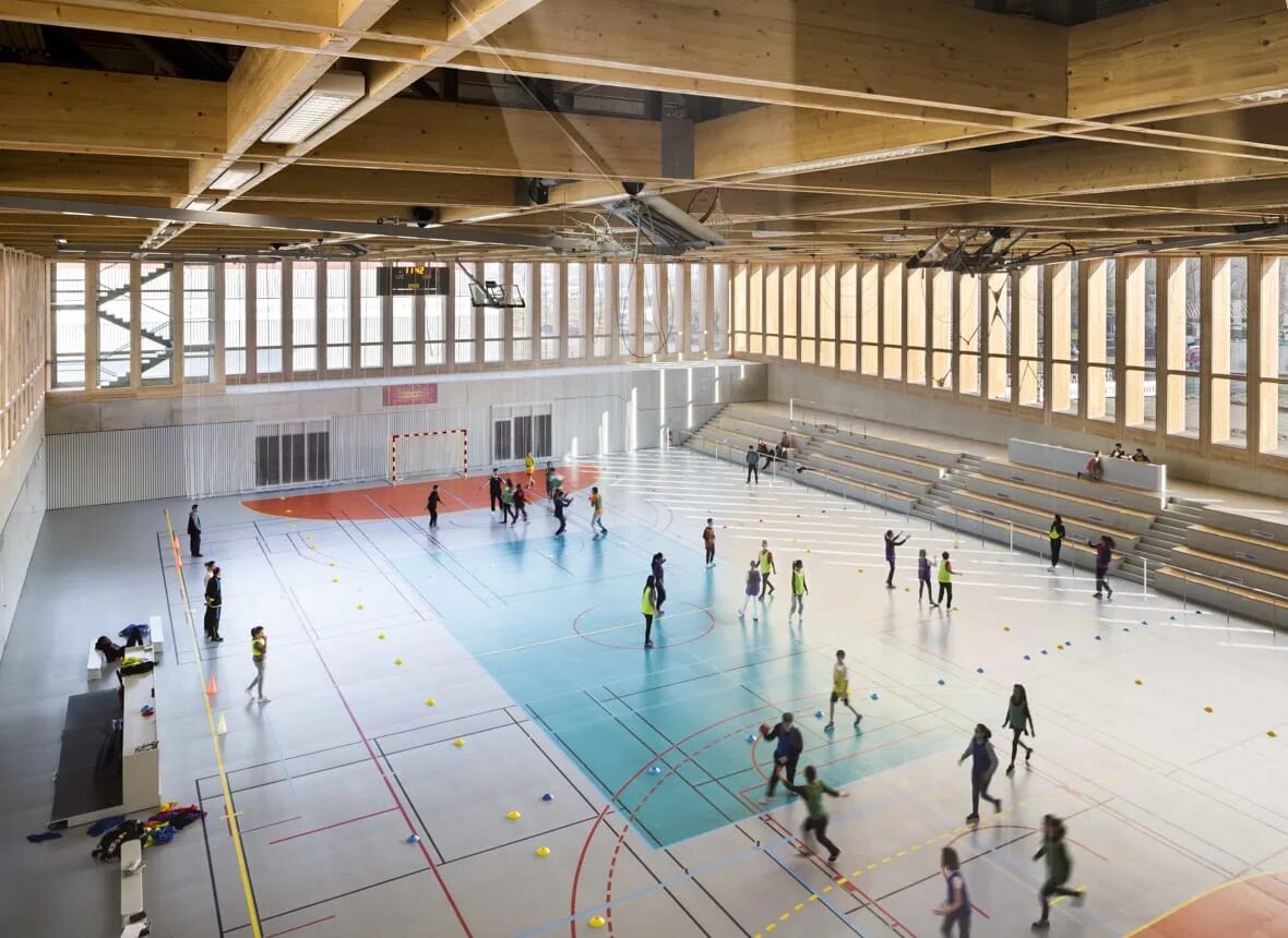 Sport hall. School Sport Hall. Athletic Club Architecture France. Gymnase.