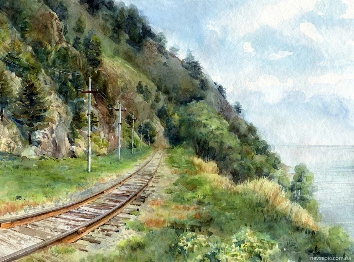 Железная дорога писатель. Поленов железная дорога близ станции Тарусская. Пейзаж с железной дорогой.