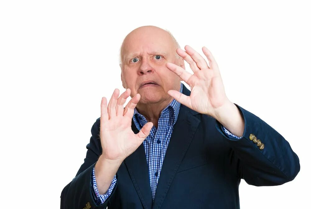 The old man is frightened