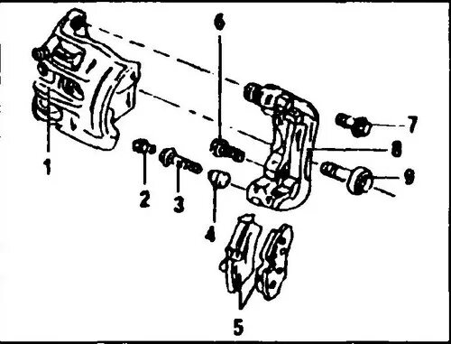 Болт скобы суппорта Фольксваген транспортера т4. Суппорт Фольксваген т5 1992. Направляющие тормозных колодок Фольксваген т5. Передний суппорт Фольксваген т4 схема.