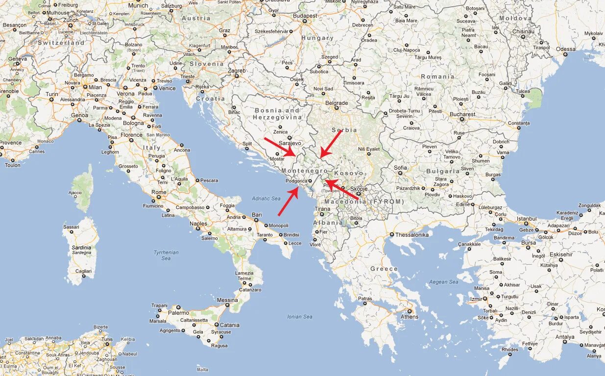 В какой стране находится черногорье. Черногория на карте Европы. Местоположение Черногории на карте.