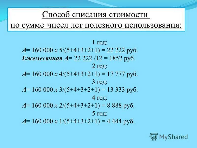 По сумме чисел лет полезного. По сумме чисел лет полезного
