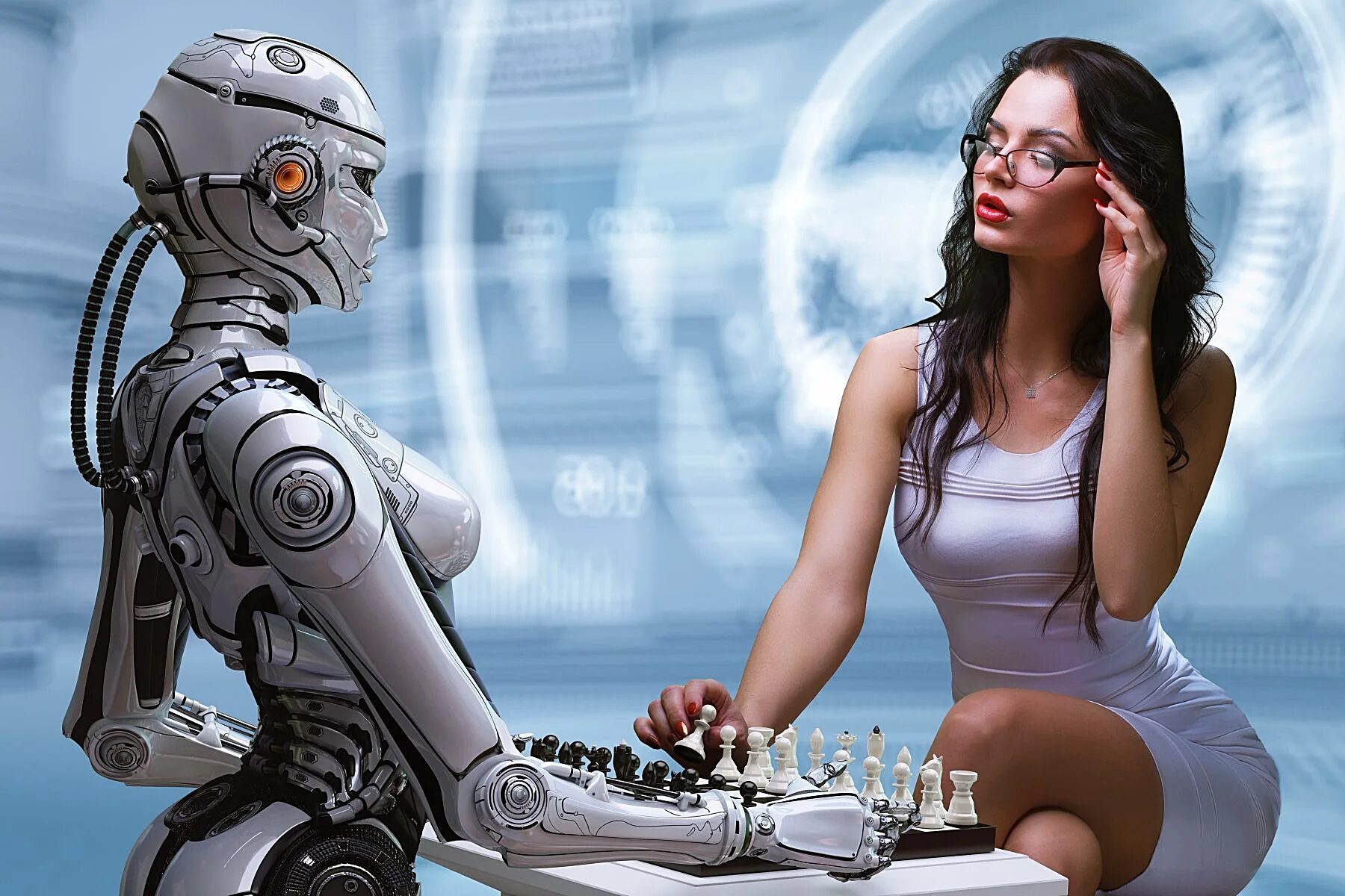 Девушка робот. Робот человек. Роботы будущего. Робот с искусственным интеллектом.