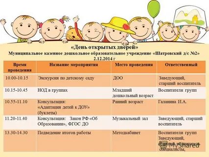 Проведение дней открытых дверей в доу