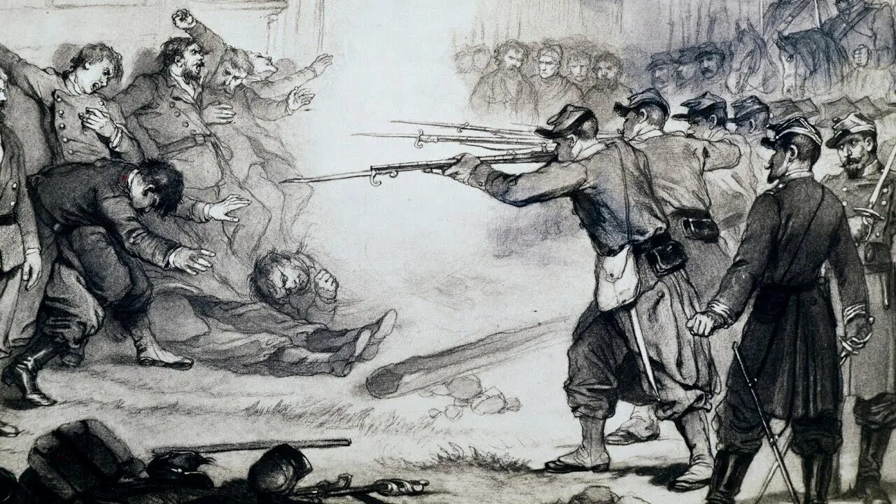 Как называется расстрел. «расстрел коммунаров» (1872). парижская коммуна расстрел коммунаров. расстрелянные коммунары 1871.