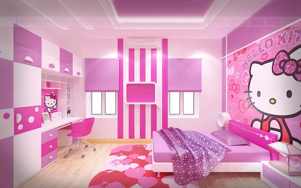 Комната хеллоу китти. Спальня хеллоу китти. Спальня хеллоу китти. Комната хелло китти. Комната спальня хэллоу китти.