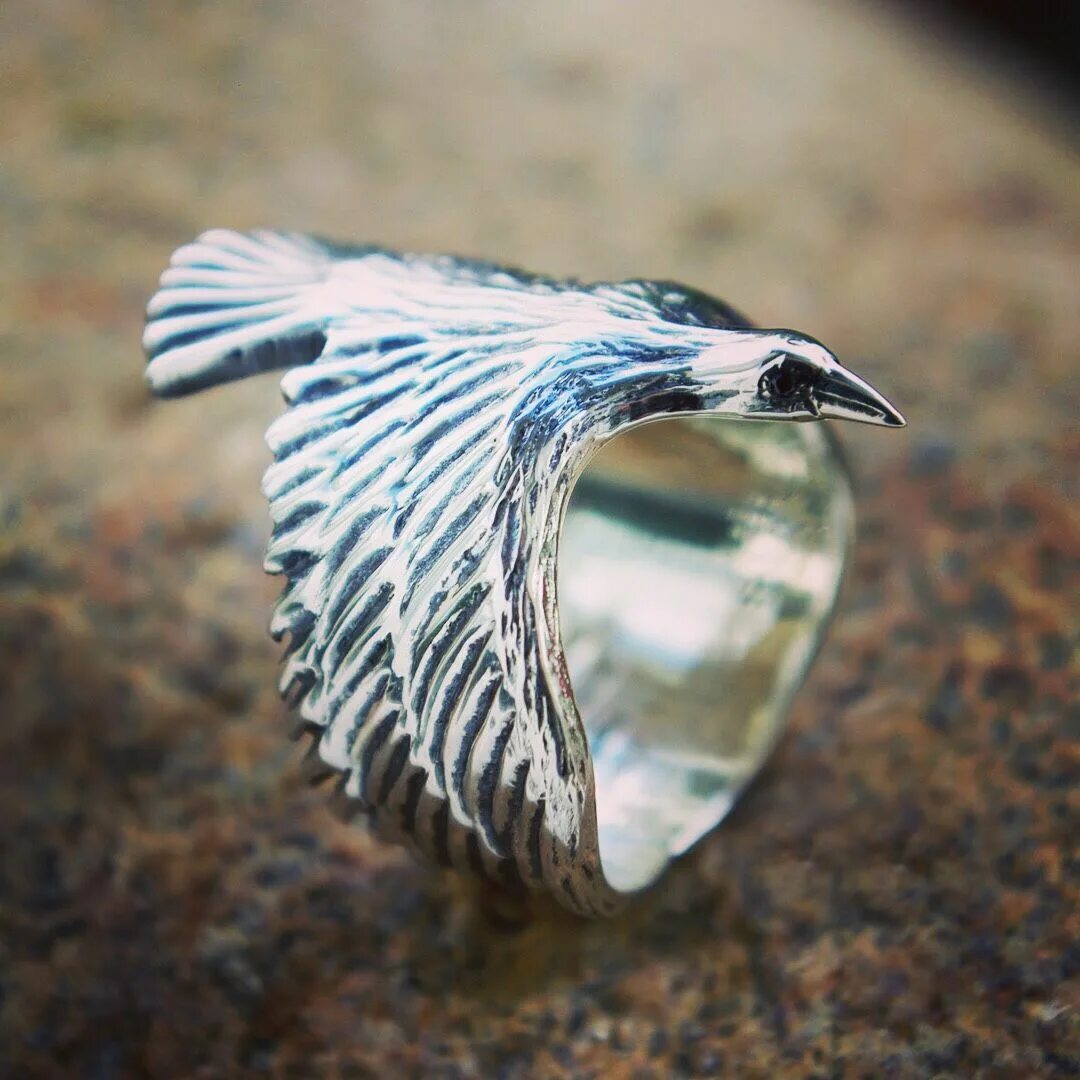 Серебряная птица. Кольцо ворон. Кольцо чертог ворона. Silveroff / серебряный перстень "ворон". Кольцо с вороной.