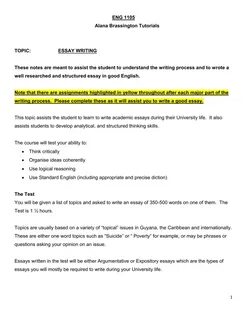 Expository Essay Topic Suggestions, Writing Recommendations, and Test Docum...