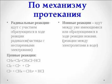 Ионный механизм реакции