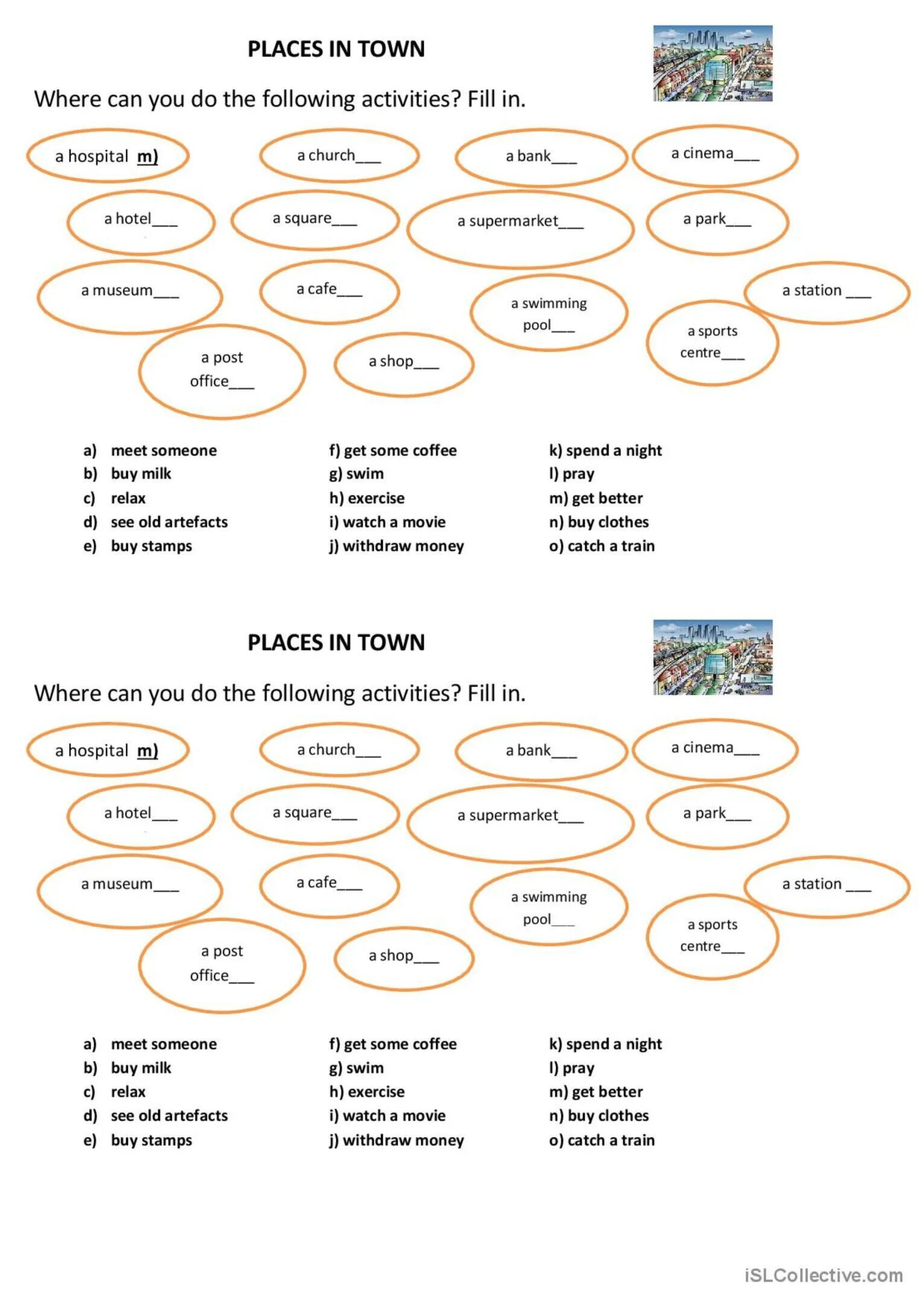 Places and activities. Places in a Town Worksheets activities. Worksheets places around the City. Activities in Town.