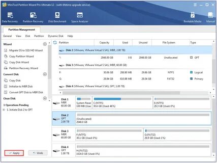 Tool partition wizard