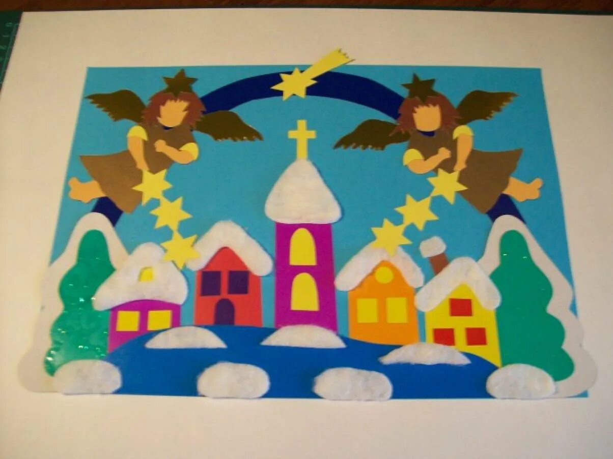Аппликация рождество. Коллективная поделка на новый год. Аппликация заснеженный дом в старшей группе. Коллективная аппликация. Аппликации к рождеству для детей.