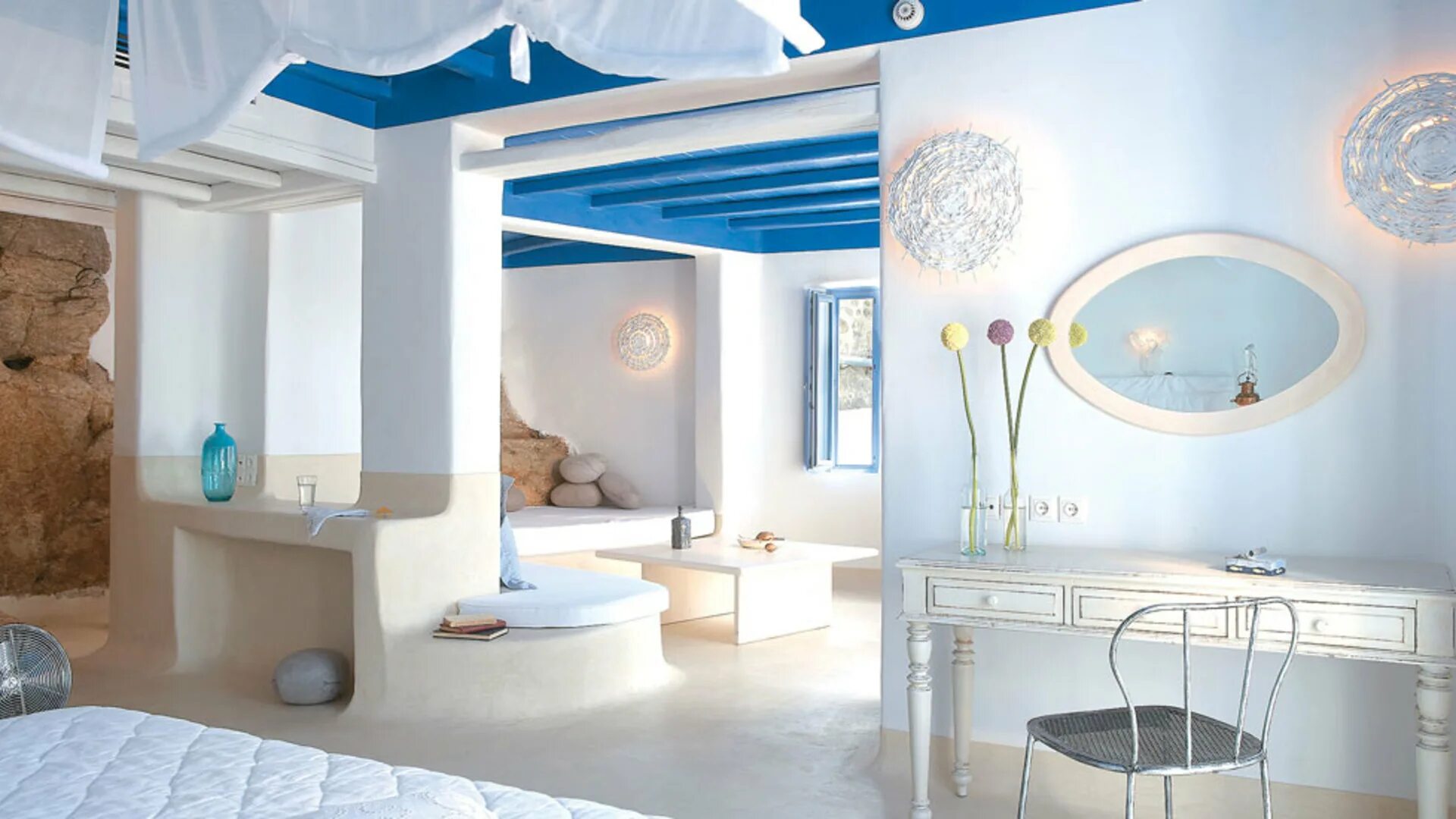 Греческий интерьер. Grecotel Blu, mykonos. Grecotel mykonos Blu Exclusive Resort 5. Средиземноморский стиль Санторини. Mykonos Blu стиль.